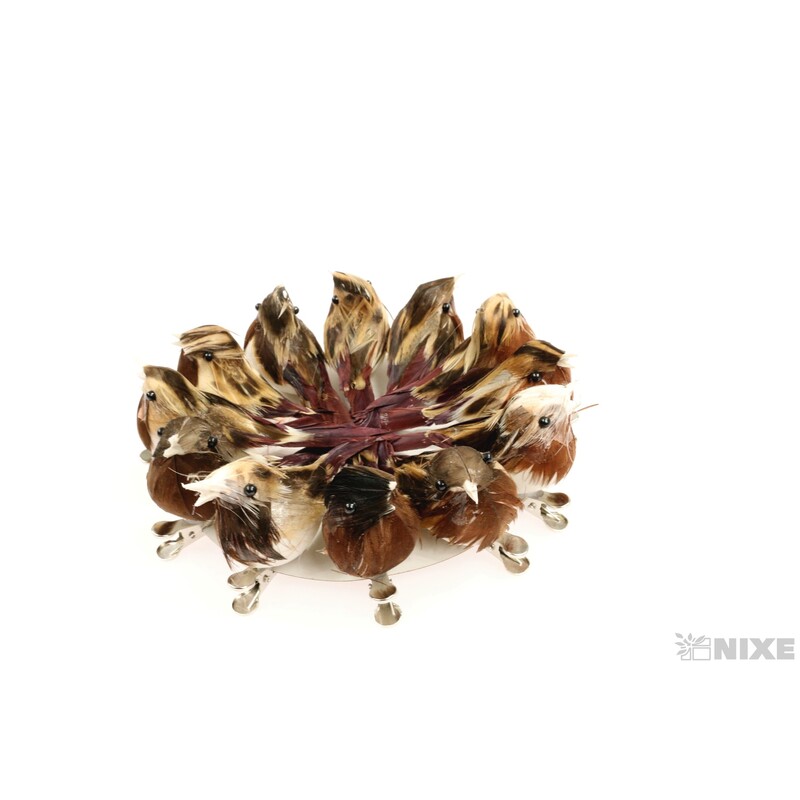 PTÁČEK KLIPS 9cm 12ks*PŘÍRODNÍ