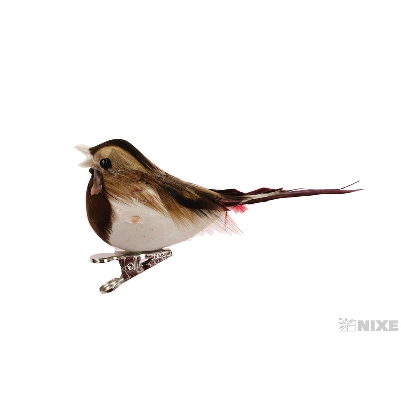 PTÁČEK KLIPS 9cm 12ks*PŘÍRODNÍ