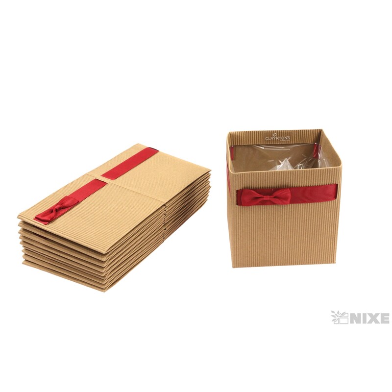 OBAL KRABICE SIMPLY 12,5x12x12cm*PŘÍRODNÍ+ČERVENÁ