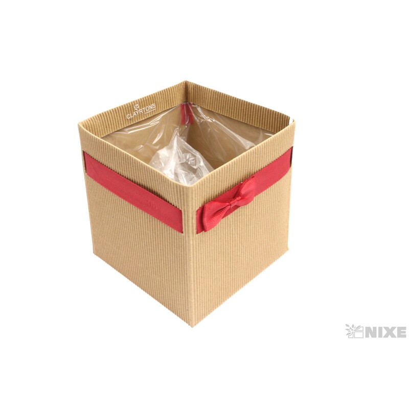 OBAL KRABICE SIMPLY 12,5x12x12cm*PŘÍRODNÍ+ČERVENÁ