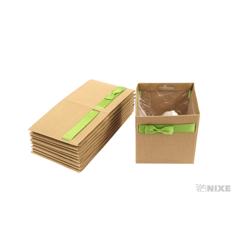 OBAL KRABICE SIMPLY 12,5x12x12cm*PŘÍRODNÍ+ZELENÁ