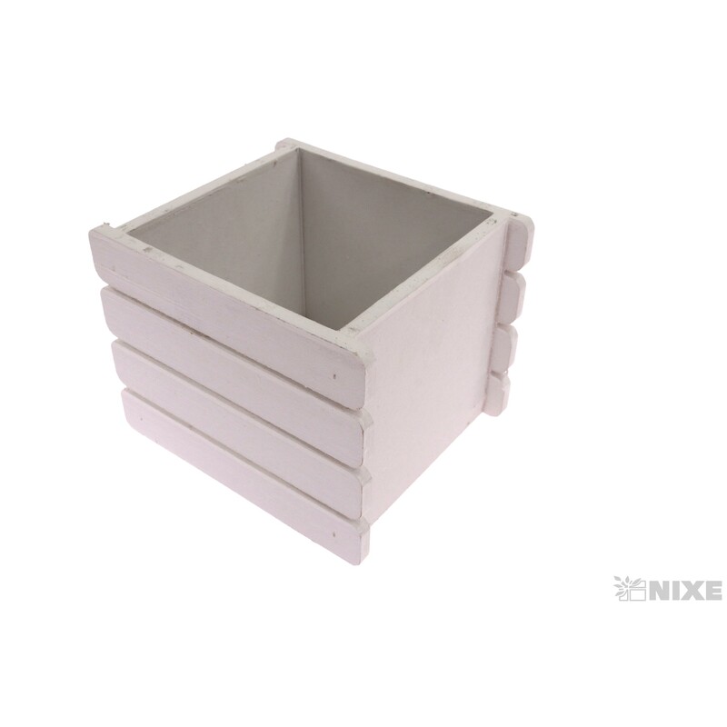 OBAL DŘEVO 11x11x10cm*BÍLÁ