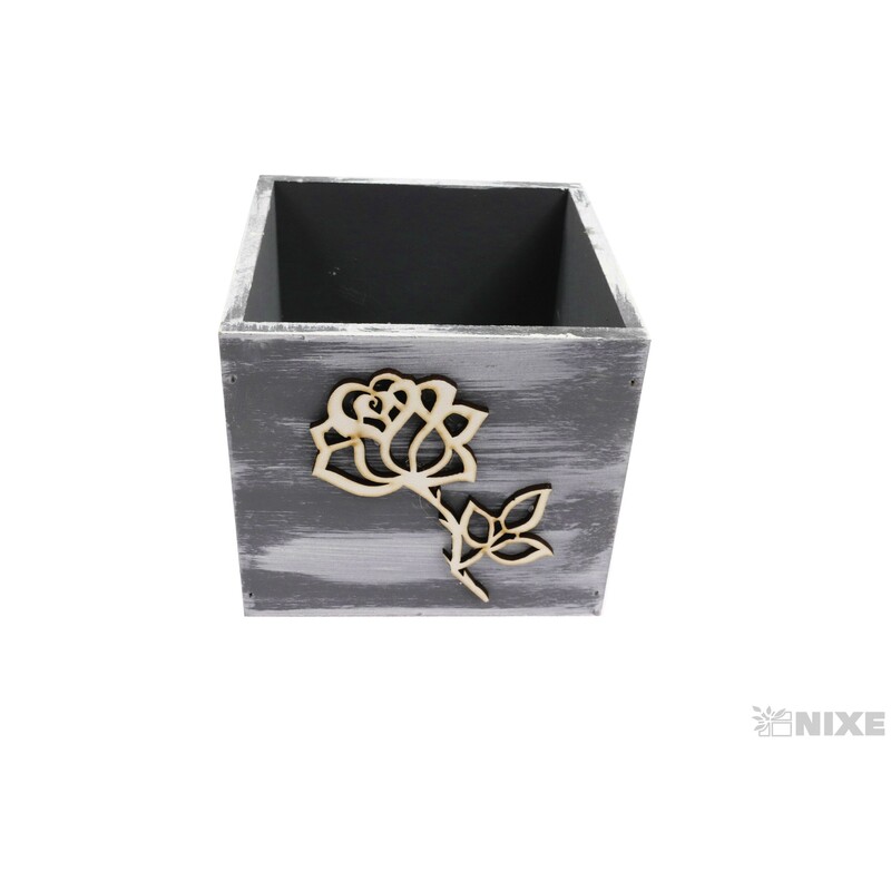 OBAL DŘEVO 11x11x11cm*ŠEDÁ