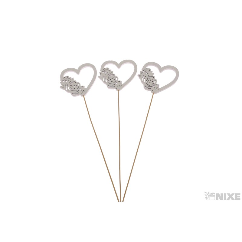 ZÁPICH D SRDCE 6x27cm 6ks*BÍLÁ