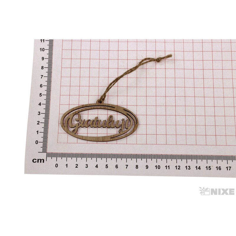 ZÁVĚS D GRATULUJI 8x4cm 10ks*PŘÍRODNÍ