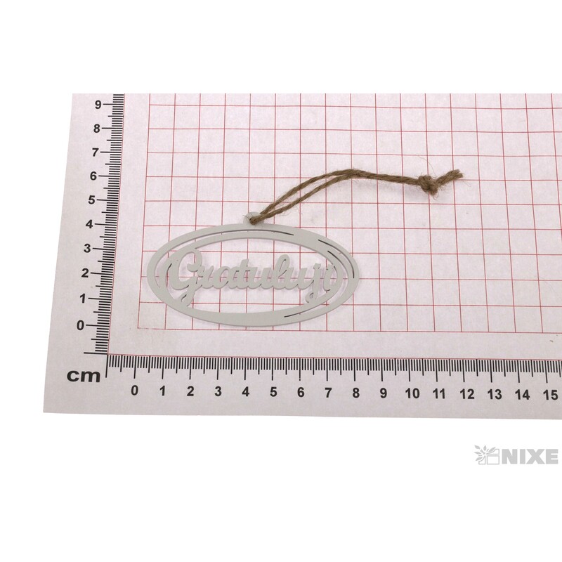 ZÁVĚS D GRATULUJI 8x4cm 10ks*BÍLÁ