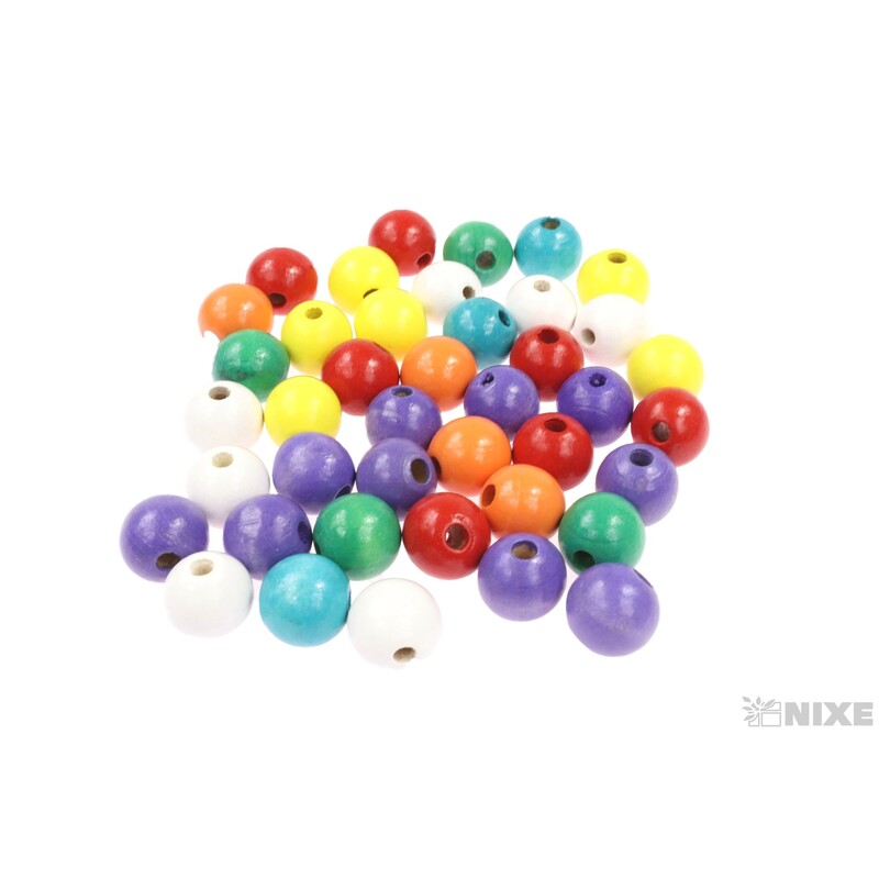 KORÁLKY DŘEVO 15mm 60ks*MIX BAREV