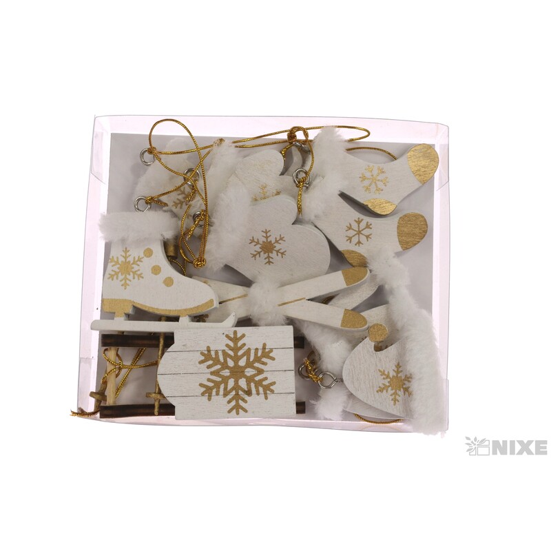 ZÁVĚS D ZIMA 3-7cm 6ks*BÍLÁ