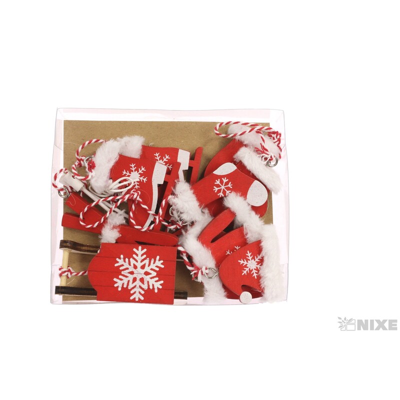 ZÁVĚS D ZIMA 3-7cm 6ks*ČERVENÁ