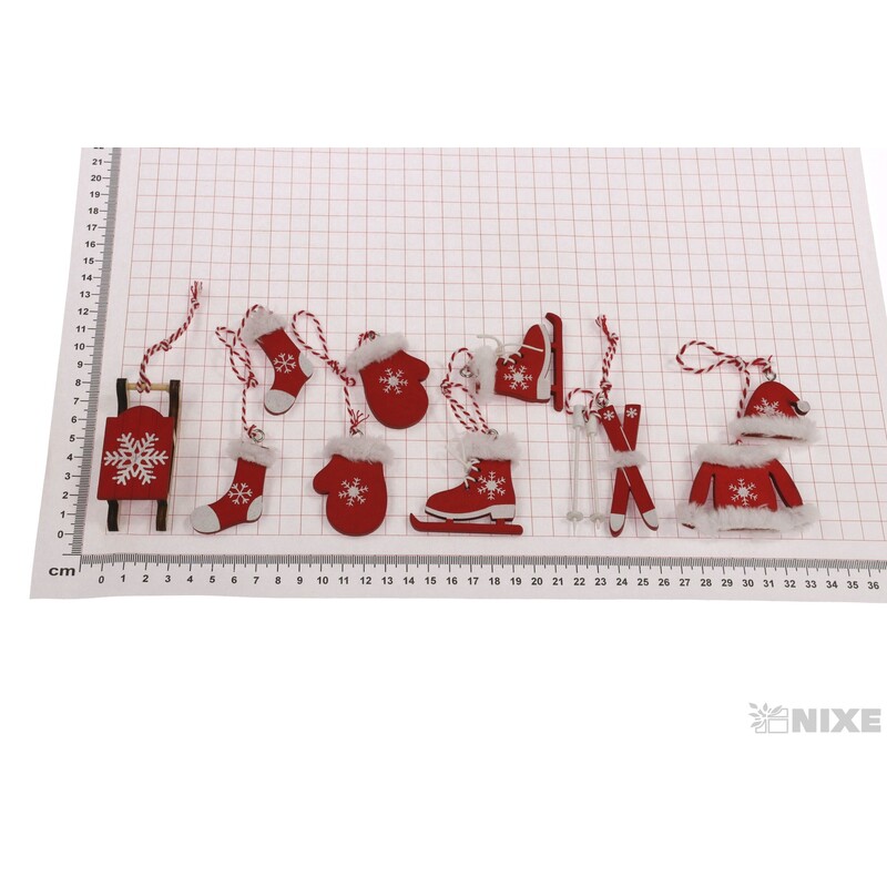 ZÁVĚS D ZIMA 3-7cm 6ks*ČERVENÁ