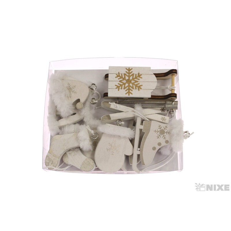 ZÁVĚS D ZIMA 3-7cm 6ks*BÍLÁ