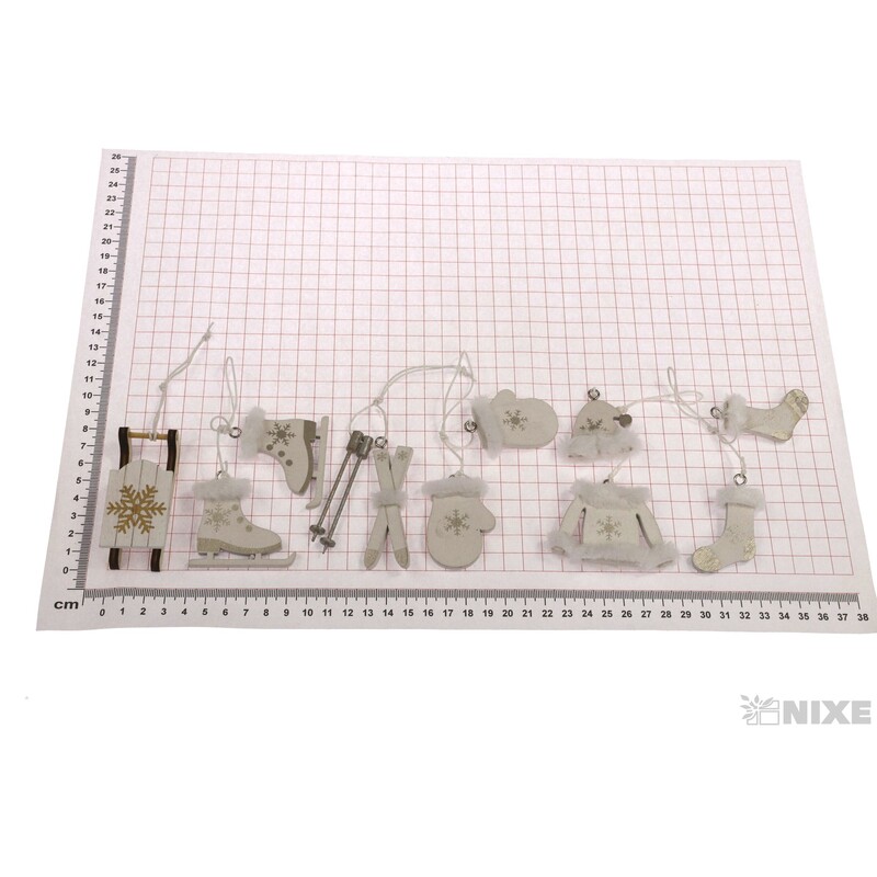 ZÁVĚS D ZIMA 3-7cm 6ks*BÍLÁ