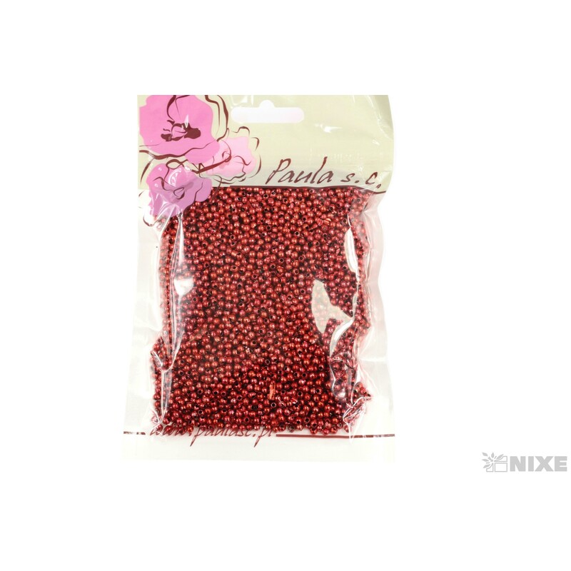 KORÁLKY 3mm 50g METAL*ČERVENÁ