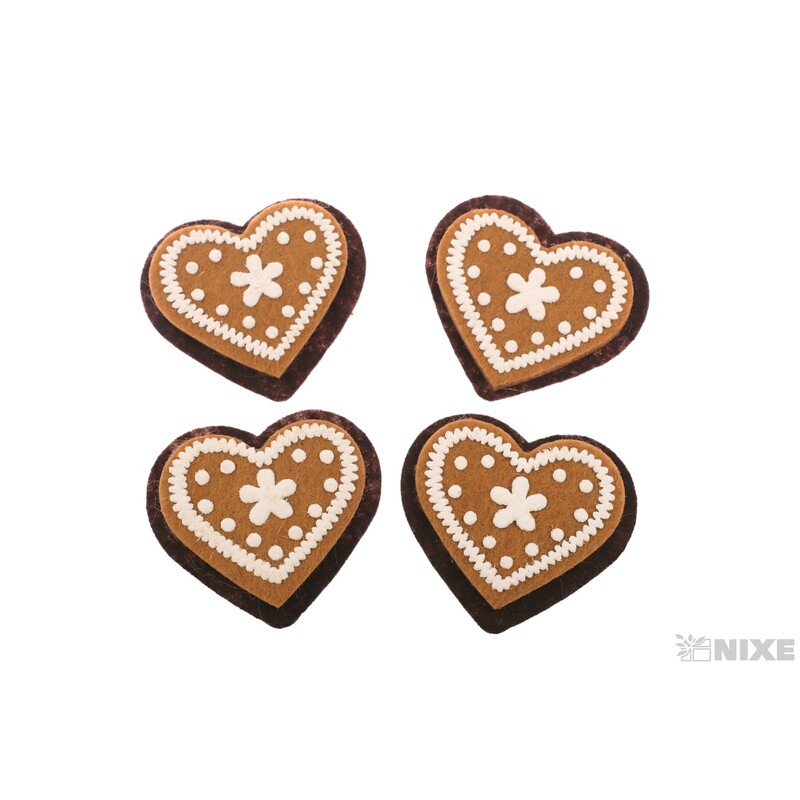 PERNÍČEK SRDCE NALEP. 3,5cm 12ks*HNĚDÁ