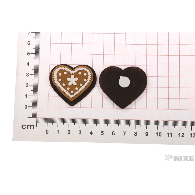 PERNÍČEK SRDCE NALEP. 3,5cm 12ks*HNĚDÁ