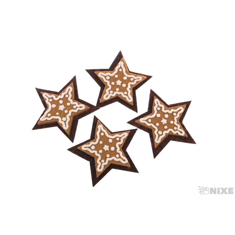 PERNÍČEK HVĚZDA NALEP. 4,5cm 12ks*HNĚDÁ