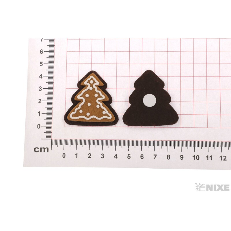 PERNÍČEK STROMEK NALEP. 4,5cm 12ks*HNĚDÁ