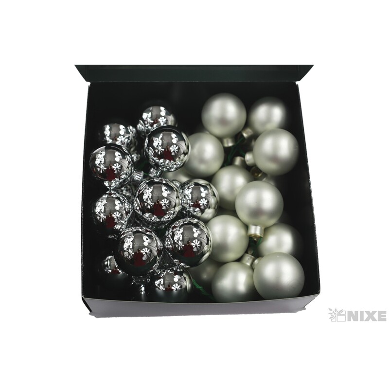 KOULE NA DR. 4x10cm 36ks MIX*STŘÍBRNÁ