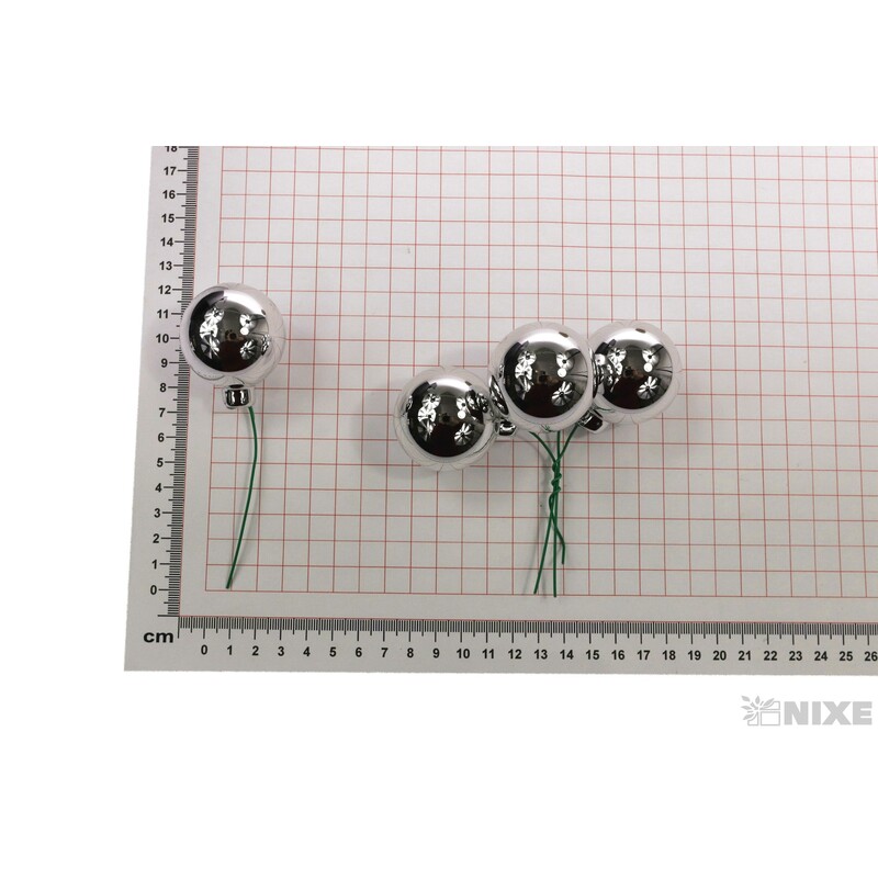 KOULE NA DR. 4x10cm 36ks*STŘÍBRNÁ