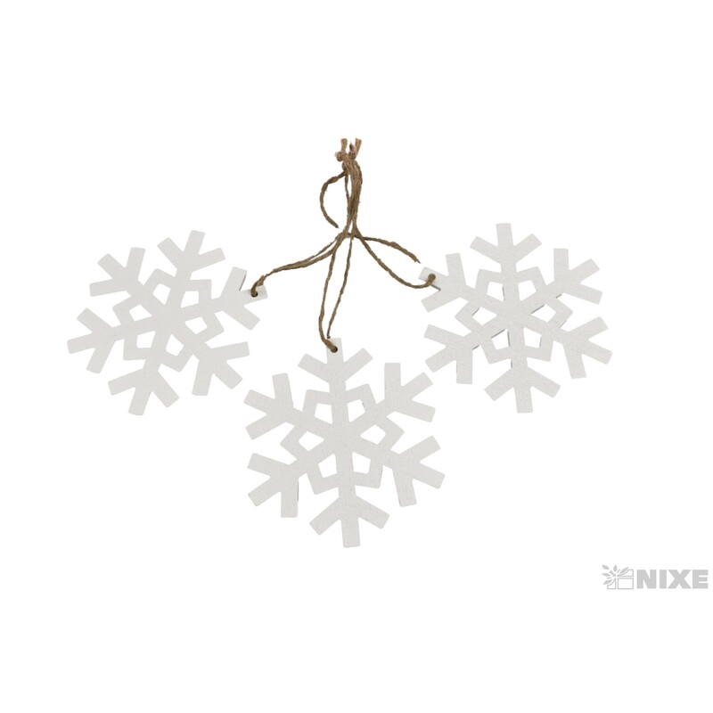 ZÁVĚS VLOČKA 3ks 9cm*BÍLÁ