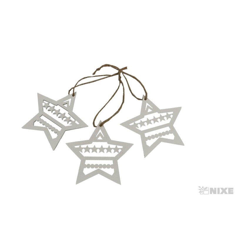 ZÁVĚS HVĚZDA 3ks 9cm*BÍLÁ