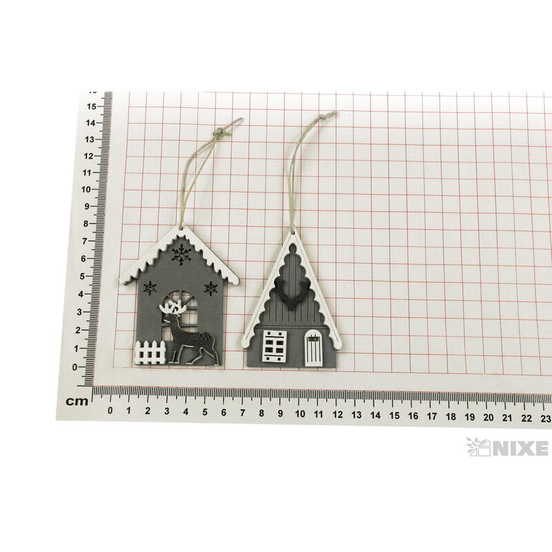 ZÁVĚS DOMEČEK 8ks 7,5cm*ŠEDÁ V+