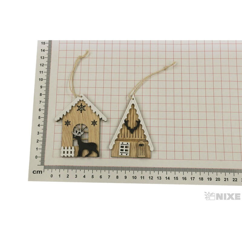 ZÁVĚS DOMEČEK 8ks 7,5cm*PŘÍRODNÍ V+