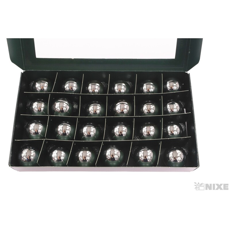 KOULE ZÁVĚS 2,5cm 24ks*STŘÍBRNÁ