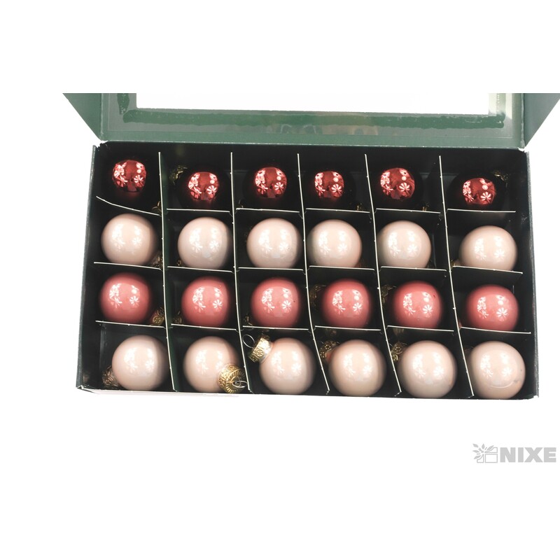 KOULE ZÁVĚS 2,5cm 24ks MIX*RŮŽOVÁ