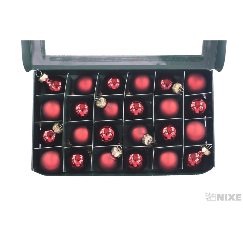 KOULE ZÁVĚS 2,5cm 24ks MIX*ČERVENÁ