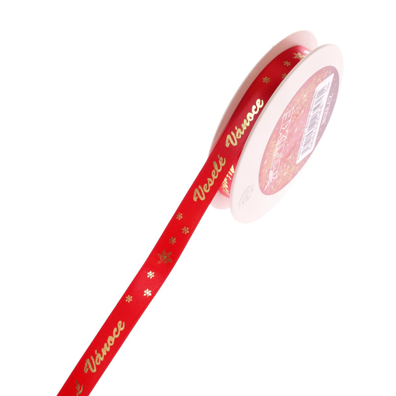 STUHA VESELÉ VÁNOCE 15mmx25m*ČERVENÁ-ZLATÁ METAL