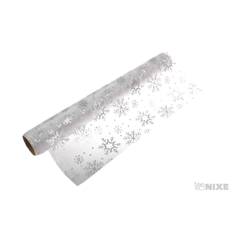 ORGANZA VZOR 325-FX 36cmx5yd*BÍLÁ-STŘÍBRNÁ V+