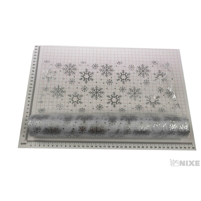 ORGANZA VZOR 325-FX 36cmx5yd*BÍLÁ-STŘÍBRNÁ V+