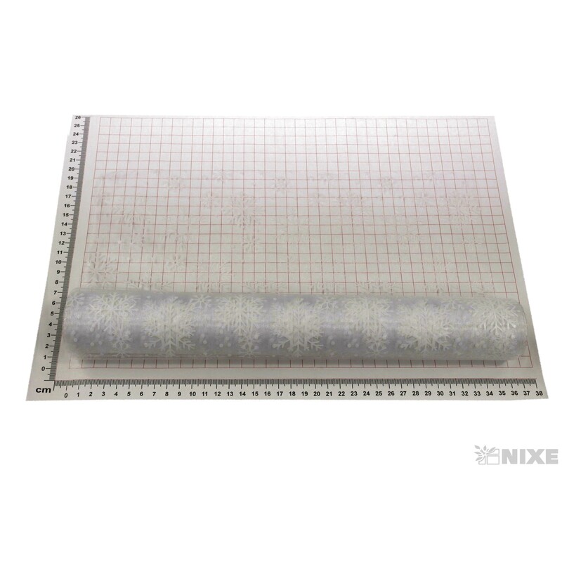 ORGANZA VZOR 325-FX 36cmx5yd*BÍLÁ-STŘÍBRNÁ V+