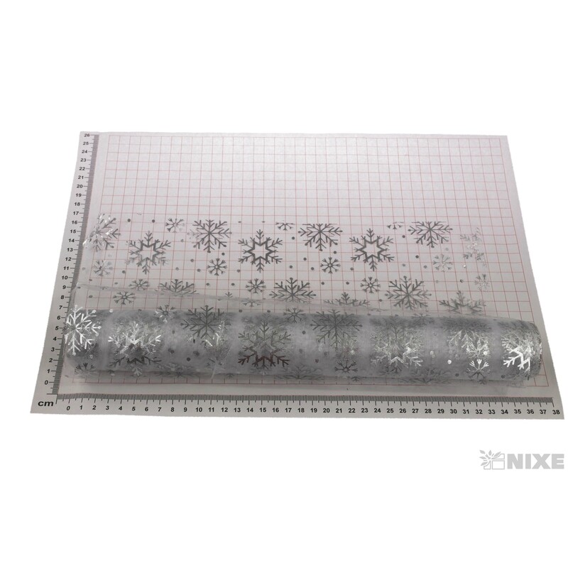 ORGANZA VZOR 325-FX 36cmx5yd*BÍLÁ-STŘÍBRNÁ V+