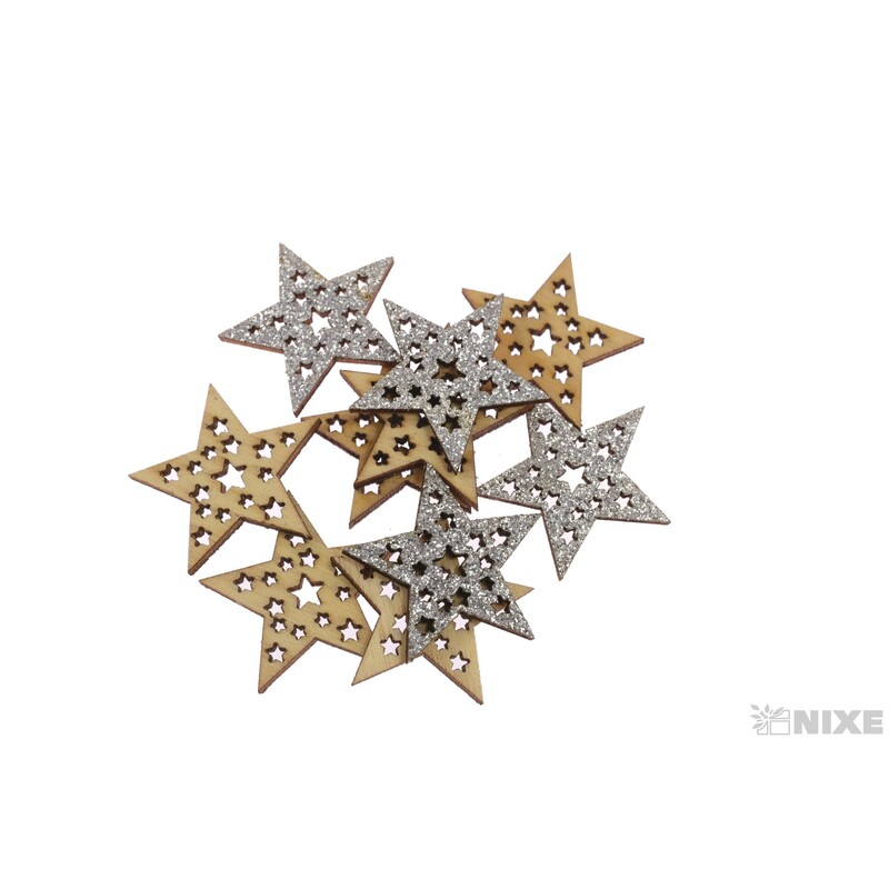 HVĚZDA 3cm 10ks*STŘÍBRNÁ