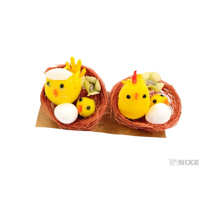 KUŘÁTKA HNÍZDO 5cm 2ks*ŽLUTÁ