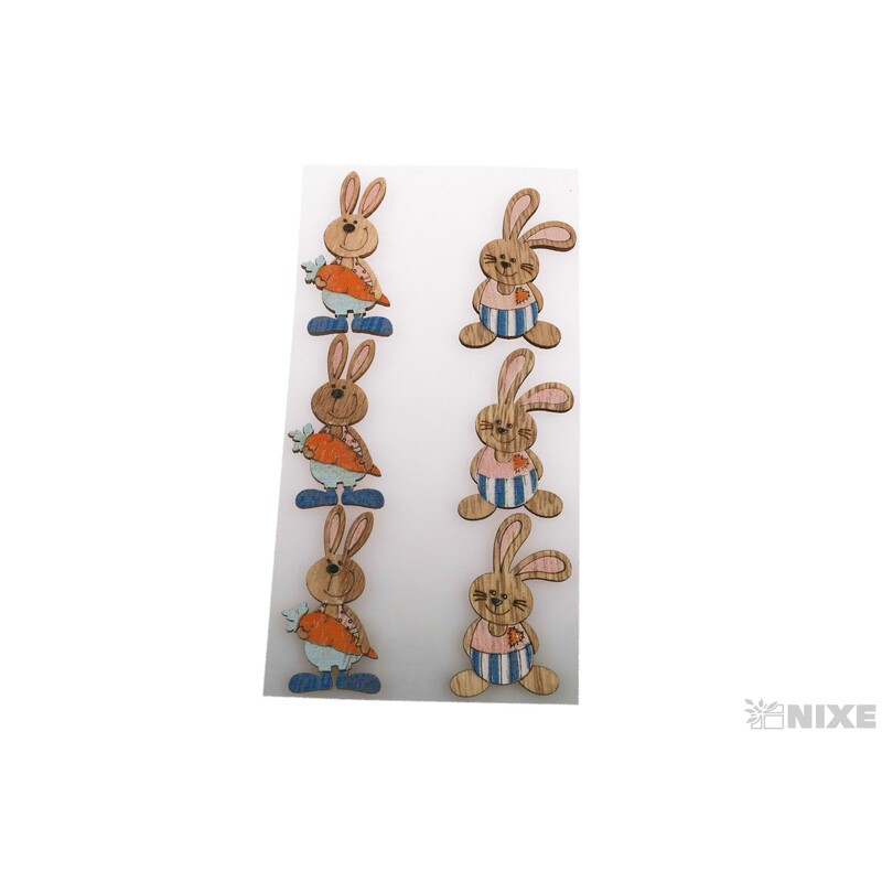 ZAJÍC NALEP 2,5x5cm 6ks*MIX BAREV