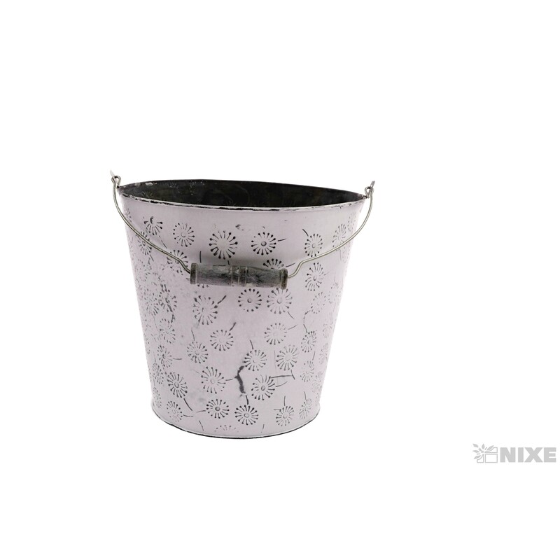 PLECHOVÝ KBELÍK 23x22cm*BÍLÁ