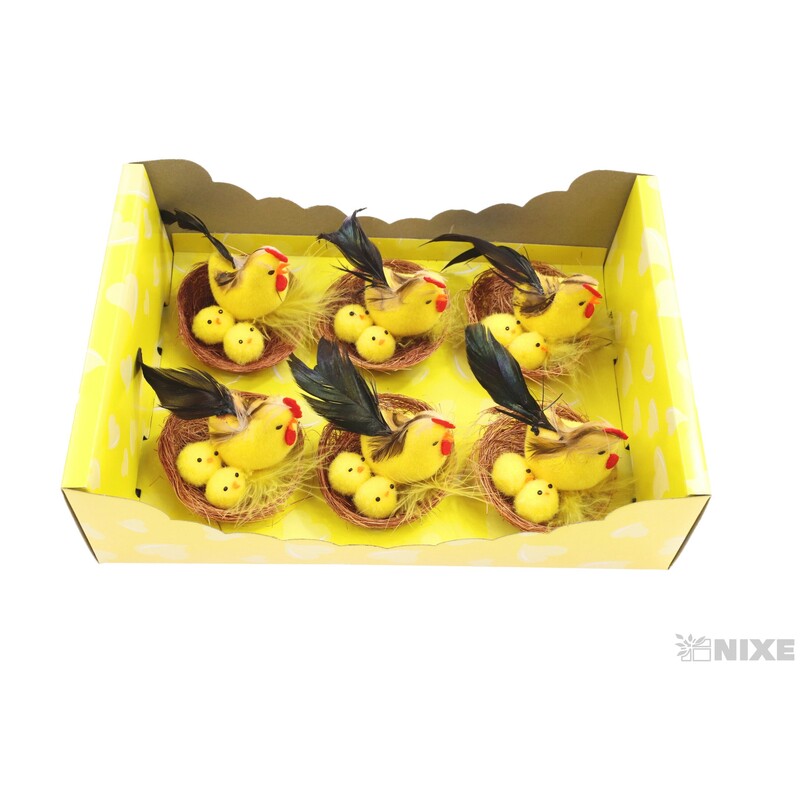 KUŘÁTKA HNÍZDO 6cm 6ks*ŽLUTÁ