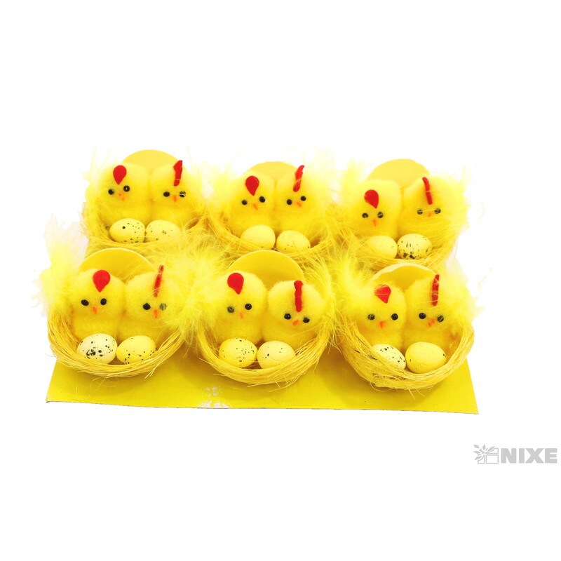 KUŘÁTKA HNÍZDO 6cm 6ks*ŽLUTÁ