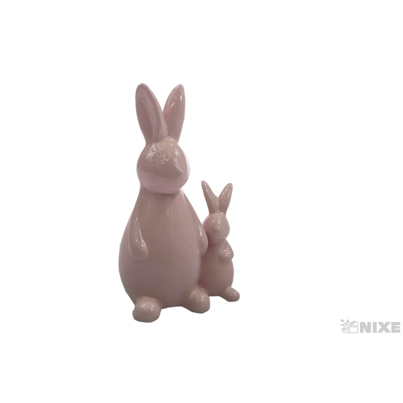 ZAJÍC KERAMIKA 18x10cm*RŮŽOVÁ