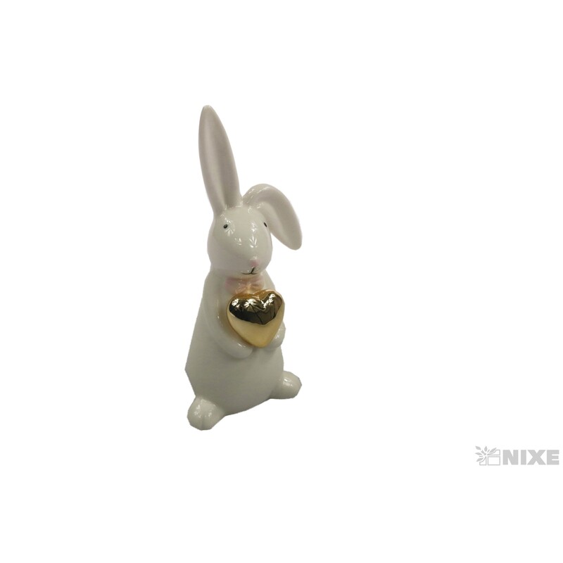 ZAJÍC KERAMIKA 13x5cm*BÍLÁ+ZLATÁ