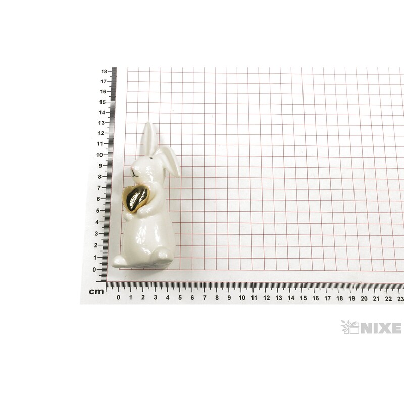 ZAJÍC KERAMIKA 13x5cm*BÍLÁ+ZLATÁ