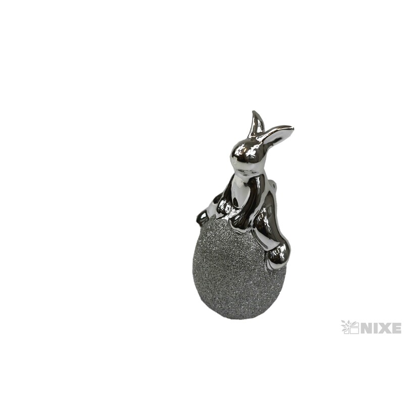 ZAJÍC KERAMIKA 12x5cm*STŘÍBRNÁ