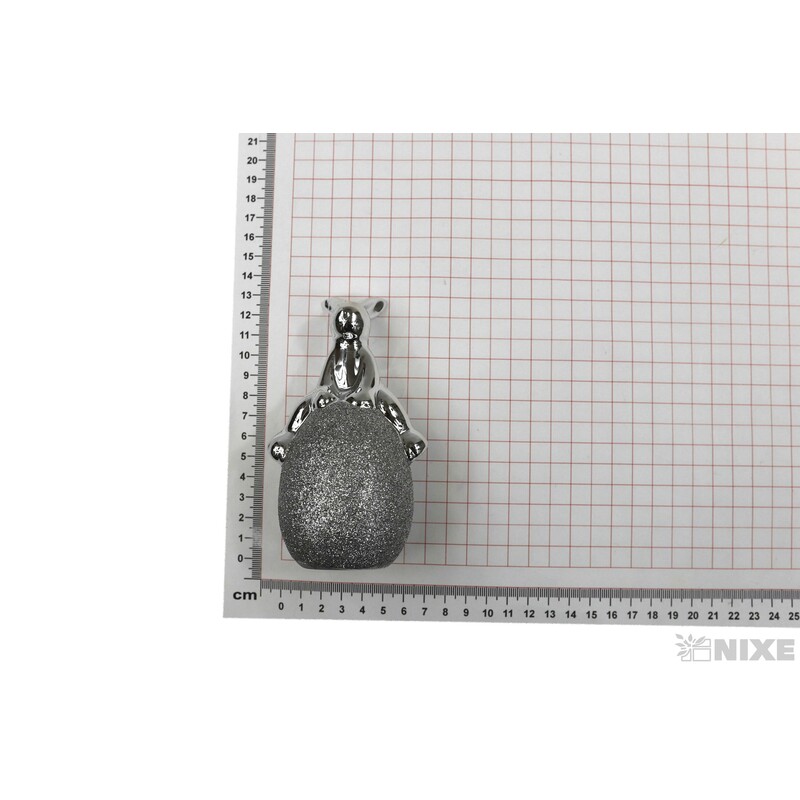 ZAJÍC KERAMIKA 12x5cm*STŘÍBRNÁ