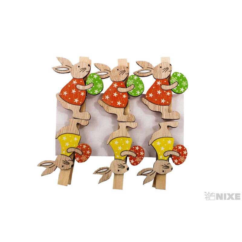 KOLÍČEK ZAJÍC 4,5cm 6ks*MIX BAREV