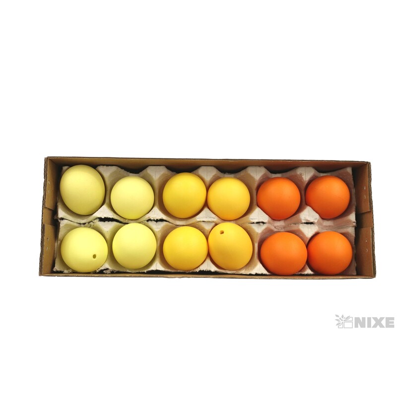 VAJÍČKA 12ks 6cm*ŽLUTÁ+ORANŽOVÁ