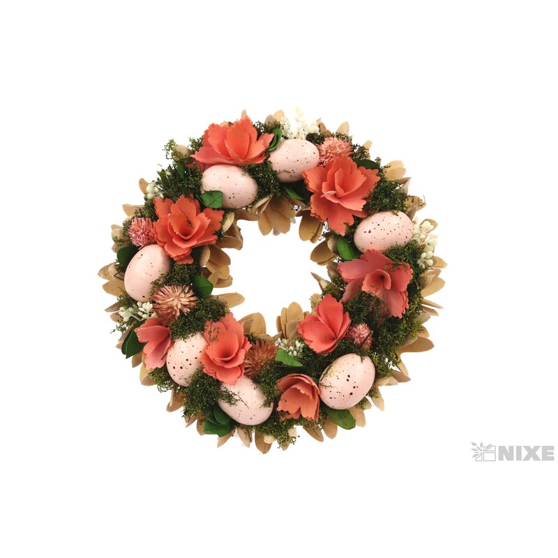 VĚNEC ZDOBENÝ 28cm*RŮŽOVÁ