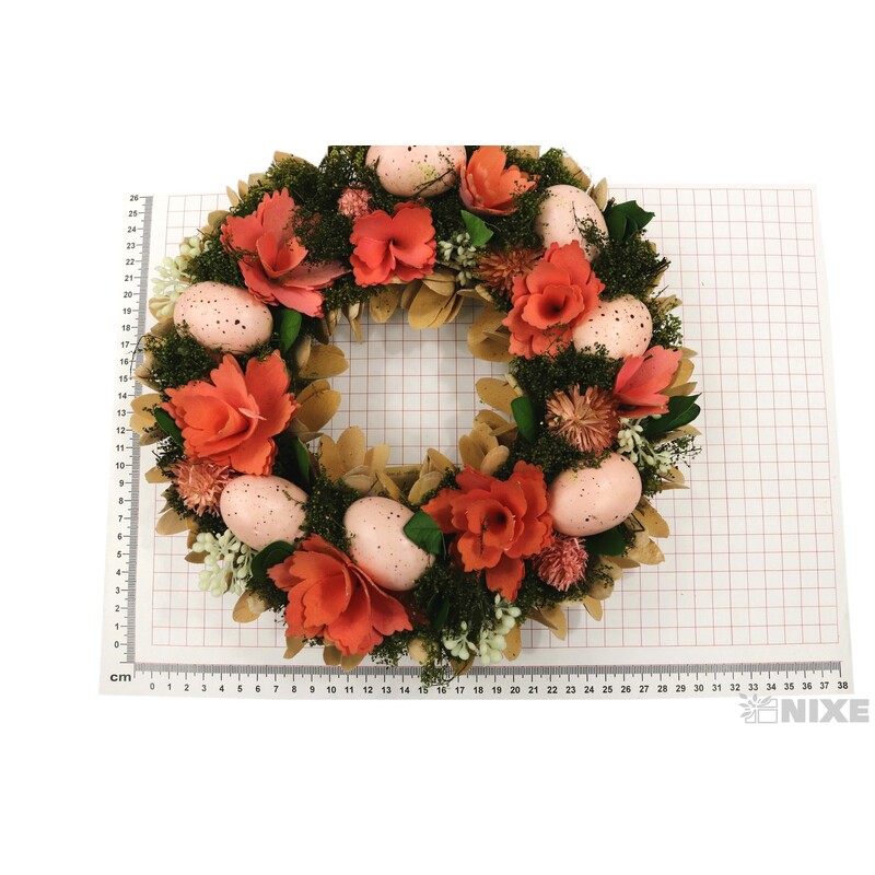 VĚNEC ZDOBENÝ 28cm*RŮŽOVÁ